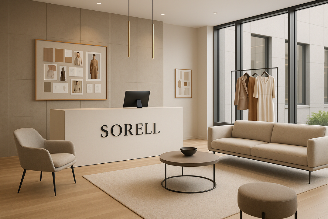 genereer een kantoor/modehuis met de branding van Sorell dat fungeert als klantenservice afbeelding